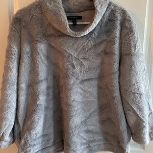 Banana Republic Faux Fur Gray Cowl Neck Pullover